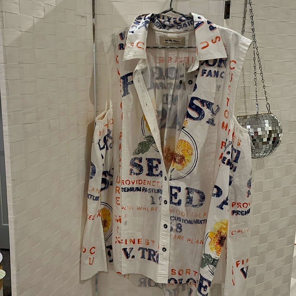 Free People Collard Shirt/ Blouse